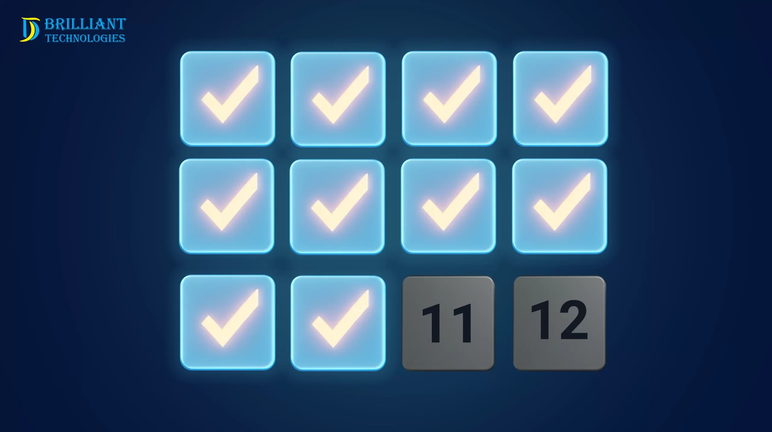 Brilliant Technologies checklist progress with completed tasks and pending steps.