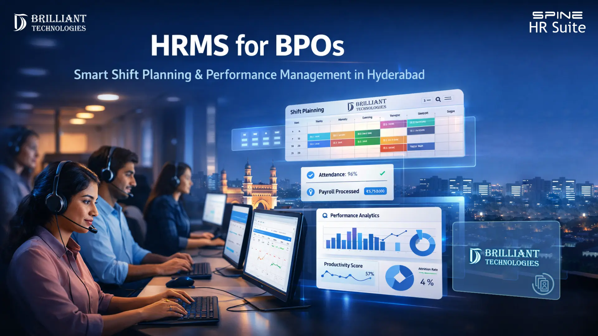 Brilliant Technologies Tally integrated HRMS software in Hyderabad for payroll, attendance, and workforce management