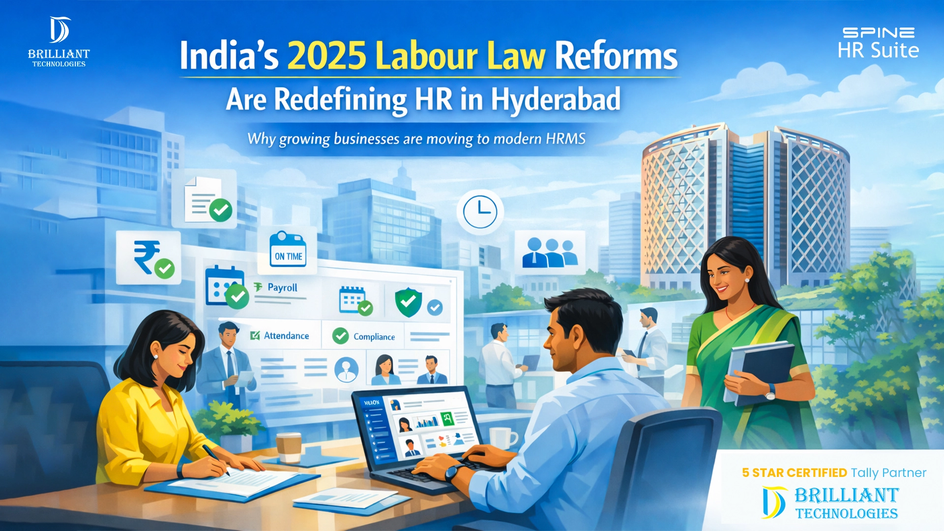 India 2025 labour law reforms driving HRMS and Tally integration for Hyderabad businesses by Brilliant Technologies