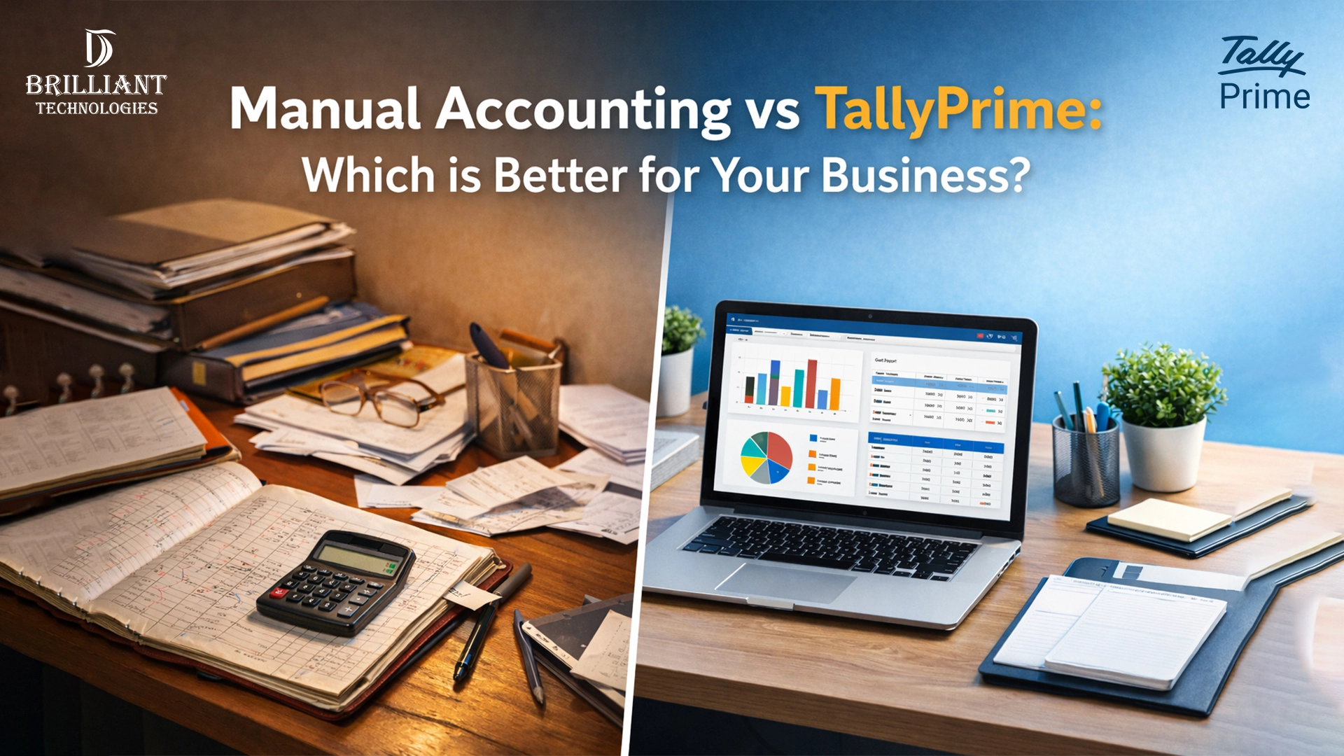 Manual accounting vs TallyPrime accounting software for businesses in Hyderabad – Brilliant Technologies