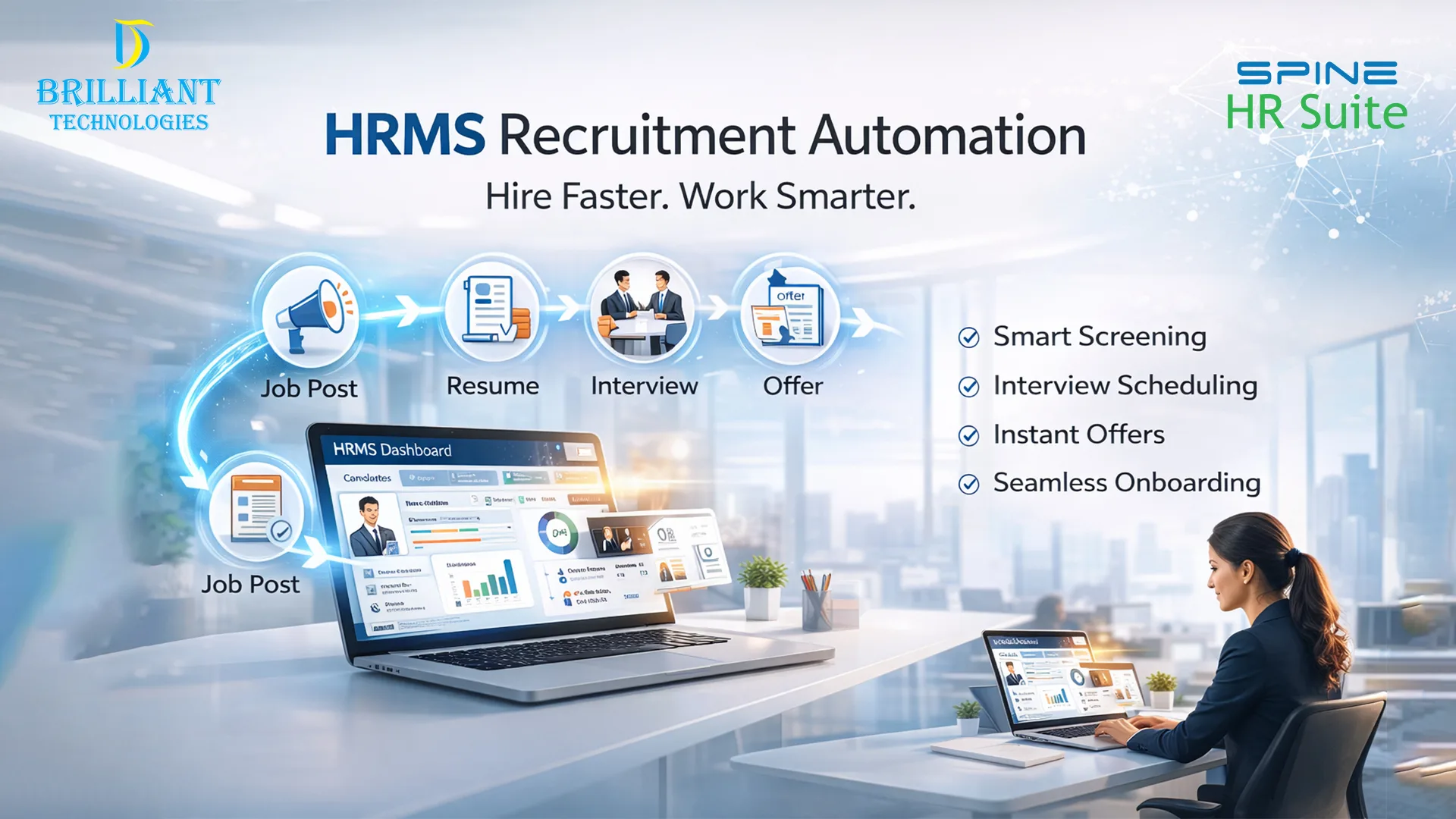 Brilliant Technologies HRMS recruitment automation software in Hyderabad for smart hiring, payroll, and Tally integrated HR solutions