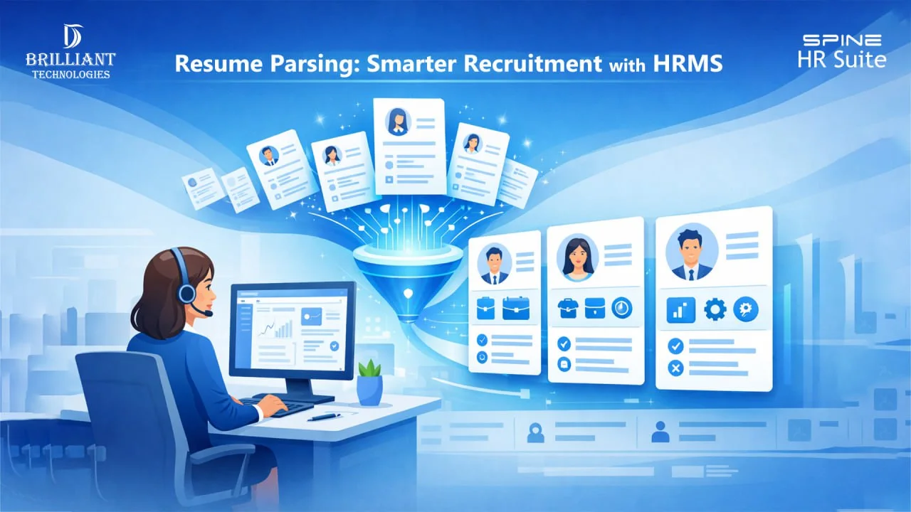 Resume Parsing in HRMS recruitment software by Brilliant Technologies Hyderabad for automated candidate screening and faster hiring process
