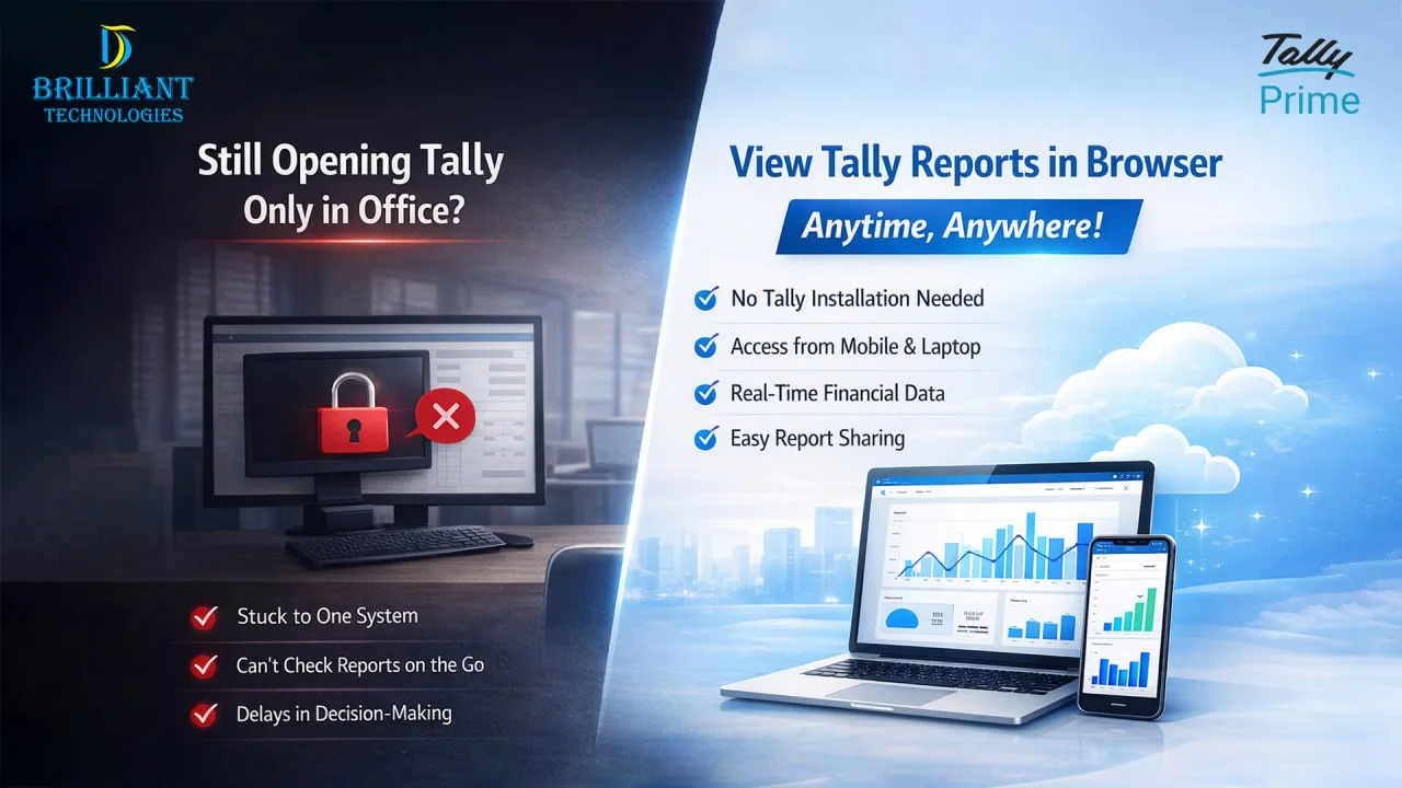 View Tally reports in browser without opening Tally software by Brilliant Technologies Hyderabad, access financial data anytime anywhere