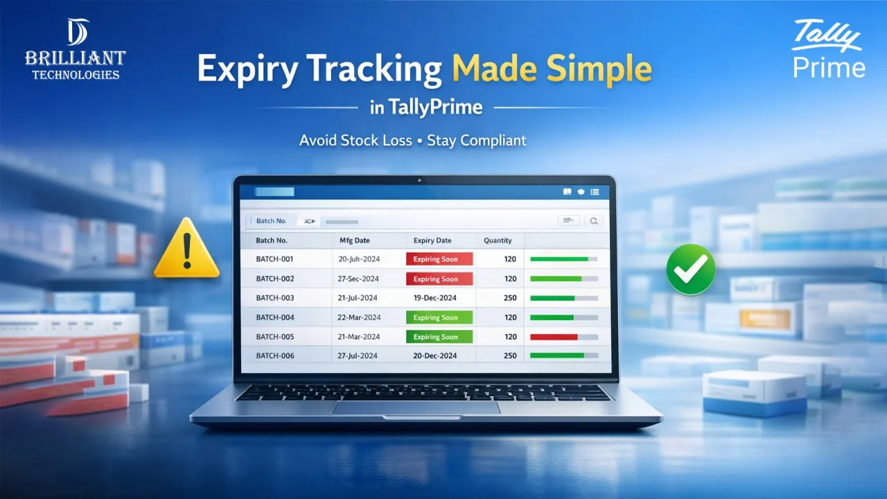 Brilliant Technologies TallyPrime expiry tracking solution for manufacturing and expiry date management in Hyderabad businesses