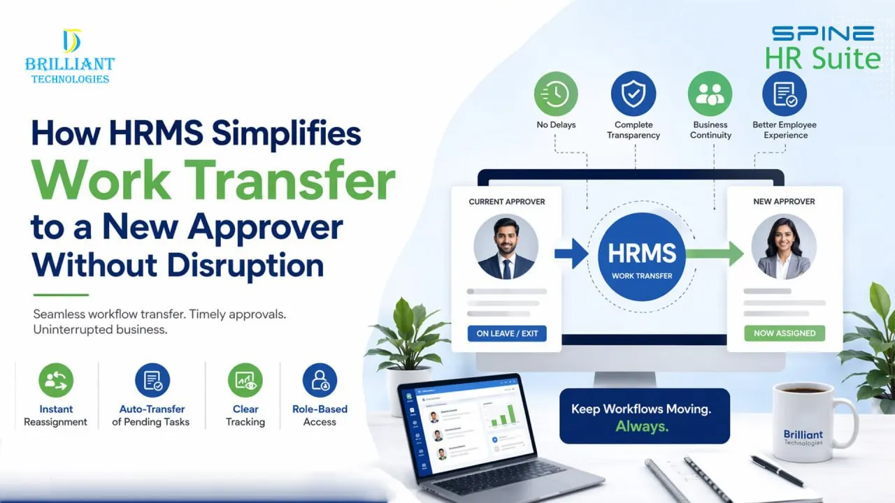 Brilliant Technologies HRMS workflow transfer system Hyderabad for approver change automation and seamless approval reassignment