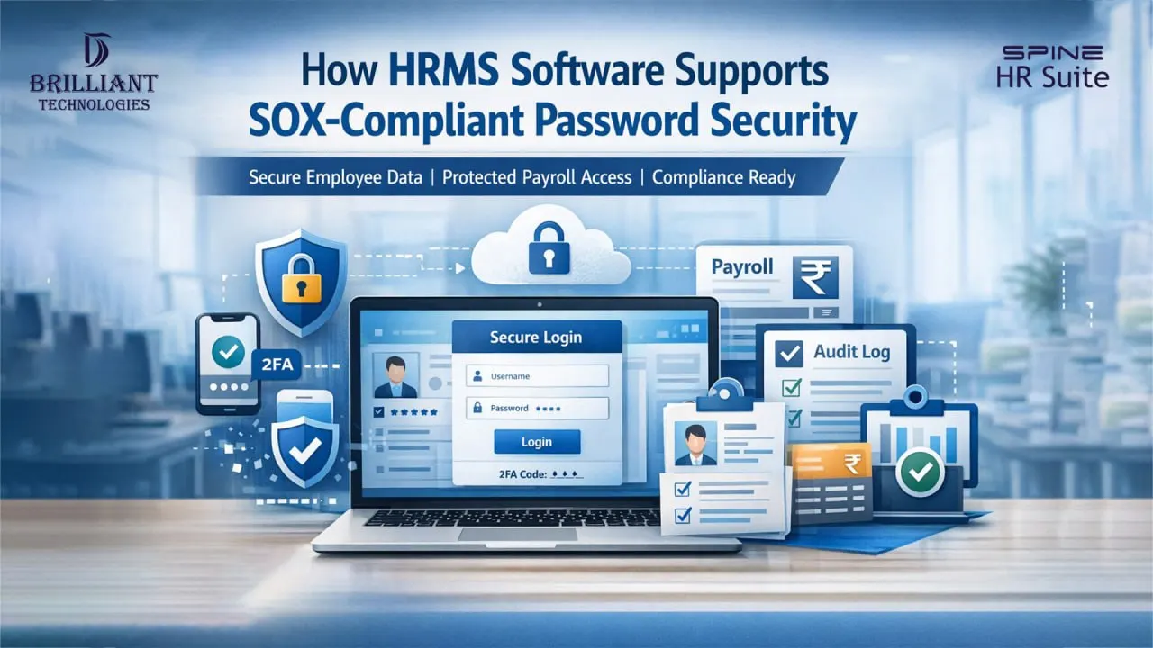 HRMS software security with SOX compliant password protection, payroll security and audit logs by Brilliant Technologies Hyderabad