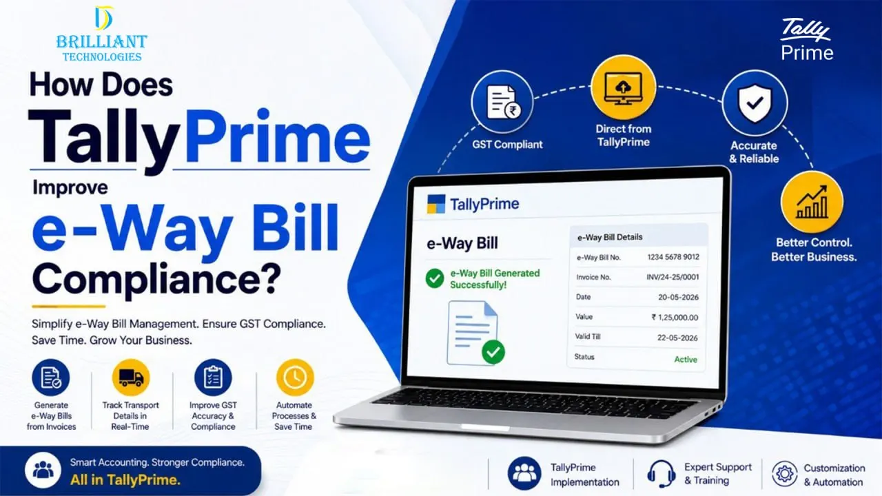 How Does TallyPrime Improve e-Way Bill Compliance? | Brilliant Technologies Hyderabad