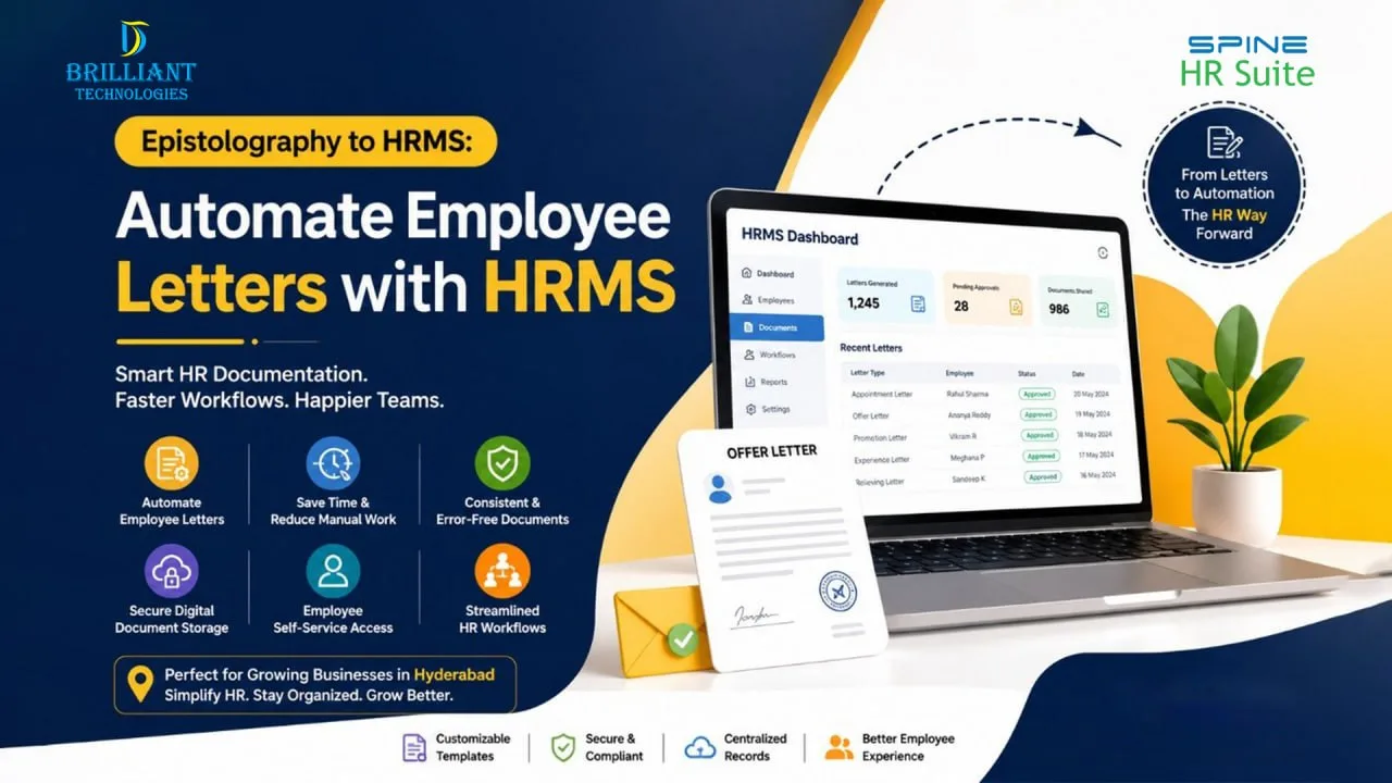 HRMS software in Hyderabad for automated employee letters by Brilliant Technologies