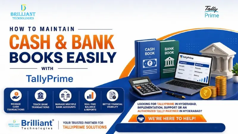 TallyPrime cash and bank book management by Brilliant Technologies in Hyderabad