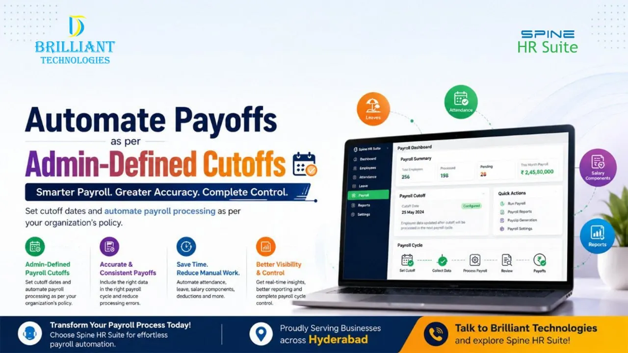 HRMS payroll automation software in Hyderabad for admin-defined payroll cutoffs by Brilliant Technologies