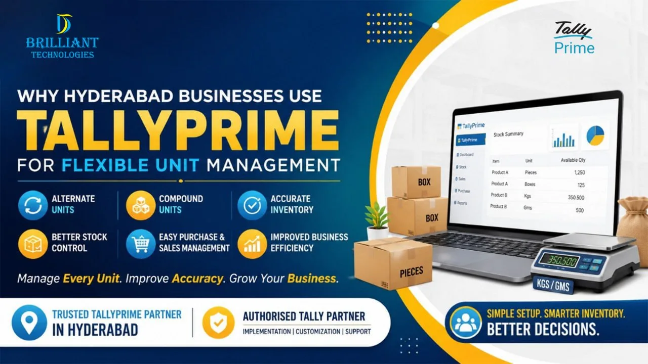 TallyPrime flexible unit management for Hyderabad businesses by Brilliant Technologies