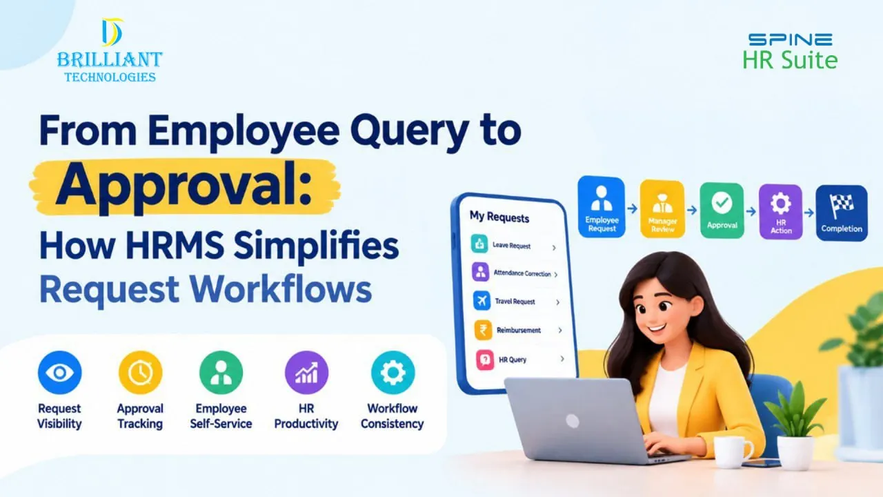 Brilliant Technologies HRMS employee request approval workflow in Hyderabad