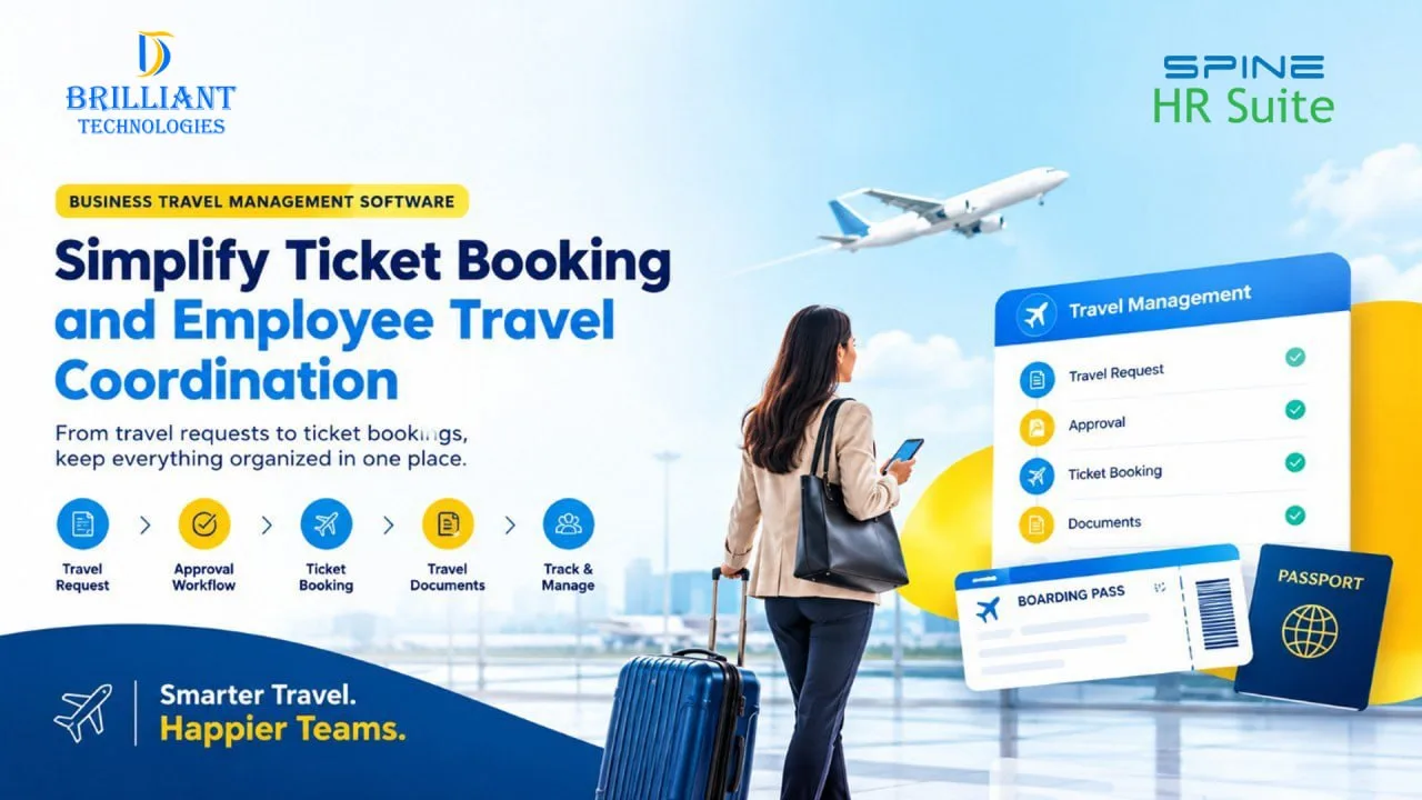 Business travel management software for employee ticket booking and travel coordination by Brilliant Technologies in Hyderabad