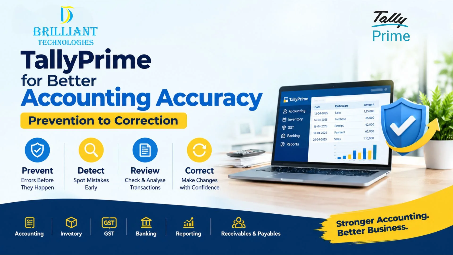 Brilliant Technologies TallyPrime accounting software for better accounting accuracy in Hyderabad